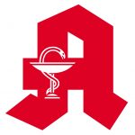 Rotes Apothekenlogo mit Schale und Schlange